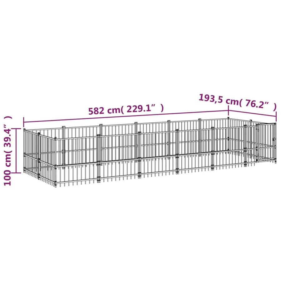 Chenil d'extérieur pour chiens Acier 11,26 m² - 6