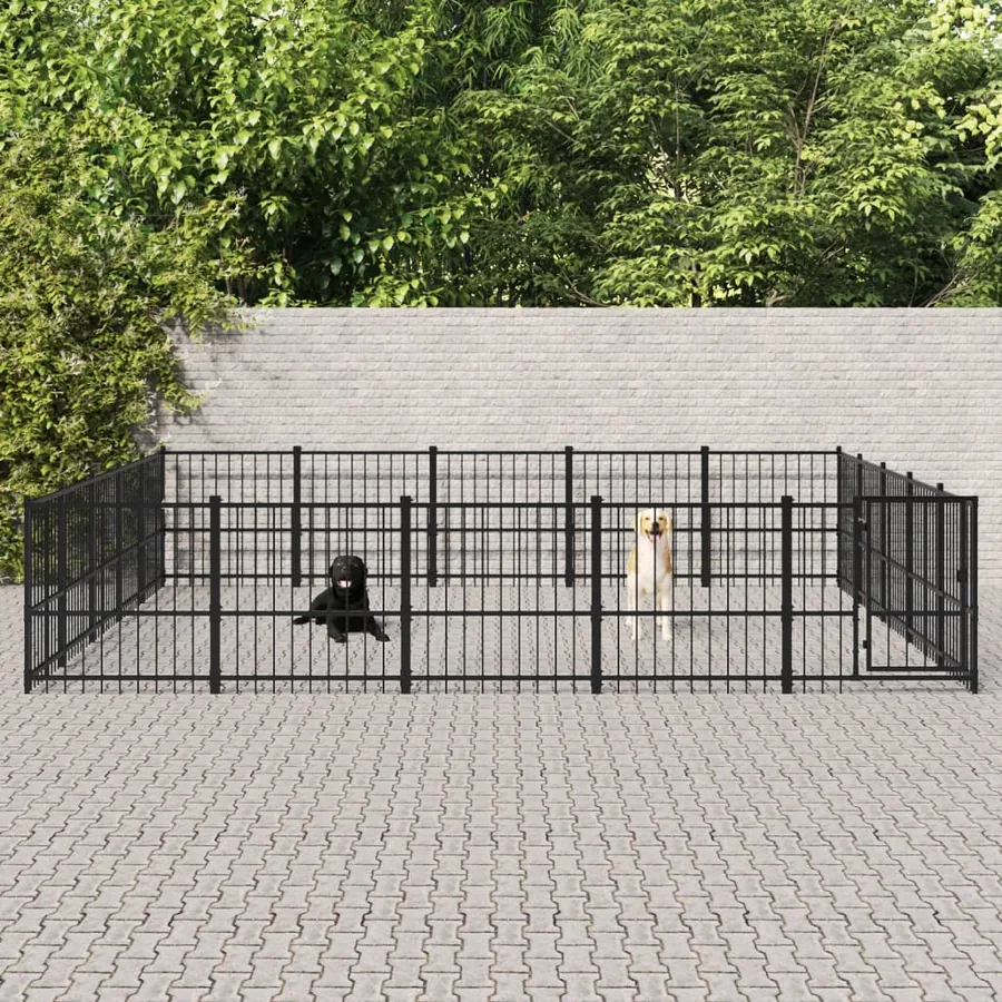 Chenil d'extérieur pour chiens Acier 23,52 m²