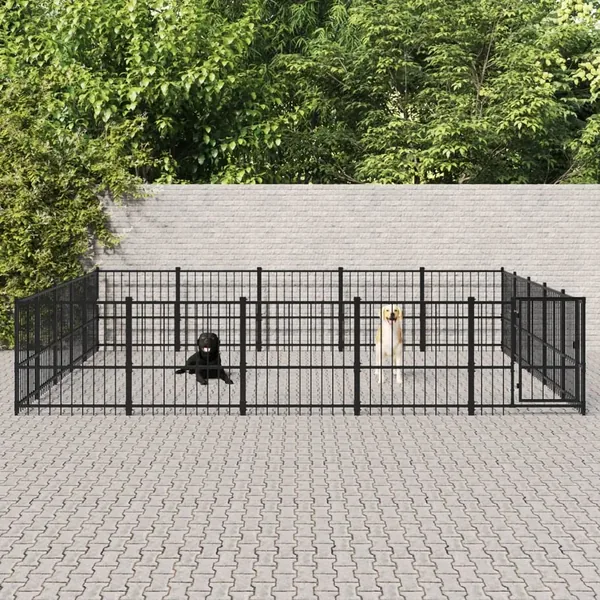 Chenil d'extérieur pour chiens Acier 23,52 m²