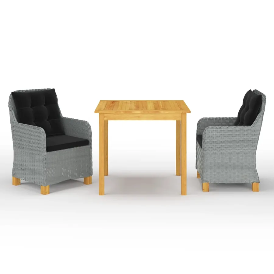 Ensemble à manger de jardin 3 pcs Gris clair