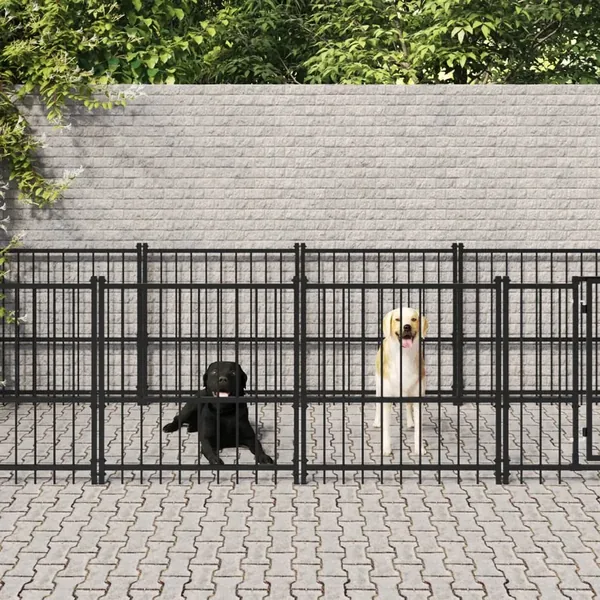 Chenil d'extérieur pour chiens Acier 7,51 m²