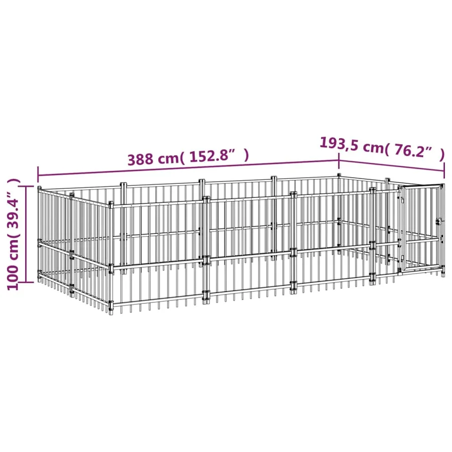 Chenil d'extérieur pour chiens Acier 7,51 m² - 6