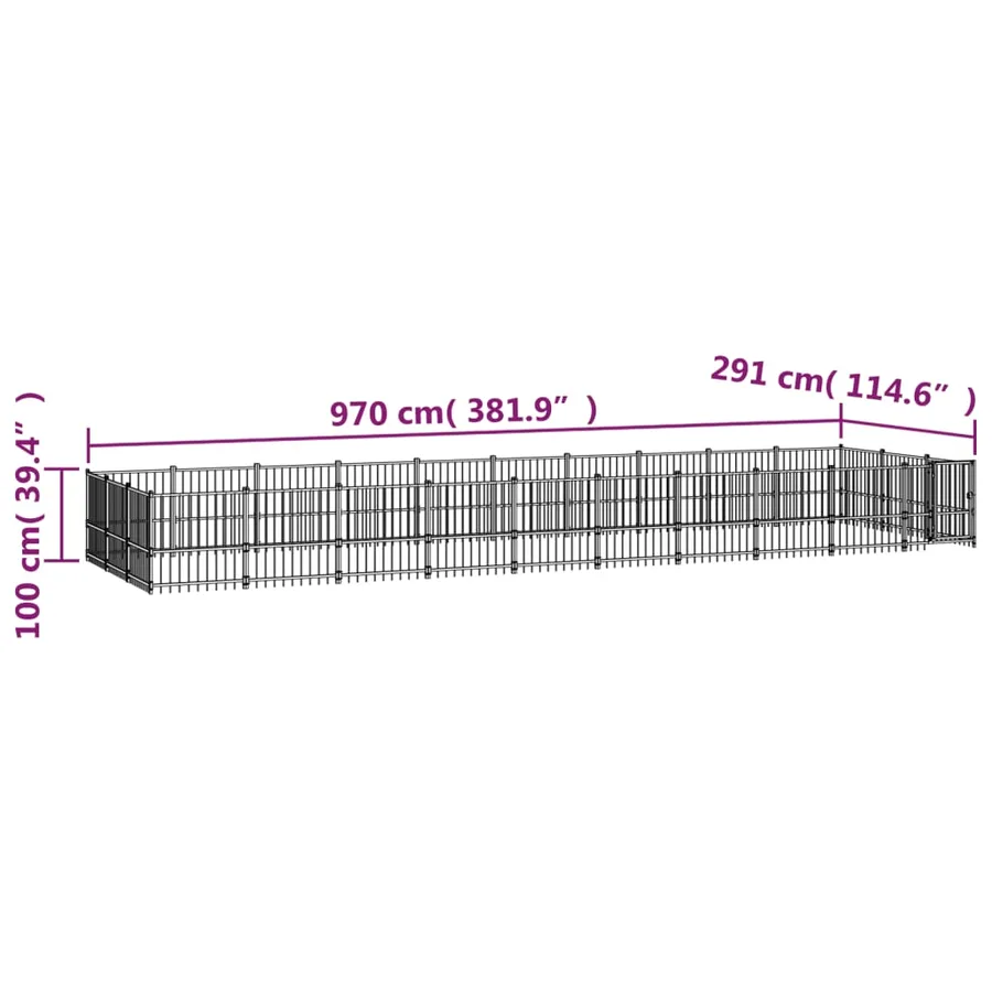 Chenil d'extérieur pour chiens Acier 28,23 m² - 6