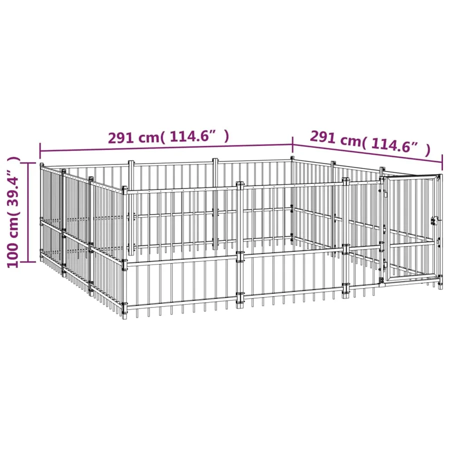 Chenil d'extérieur pour chiens Acier 8,47 m² - 6