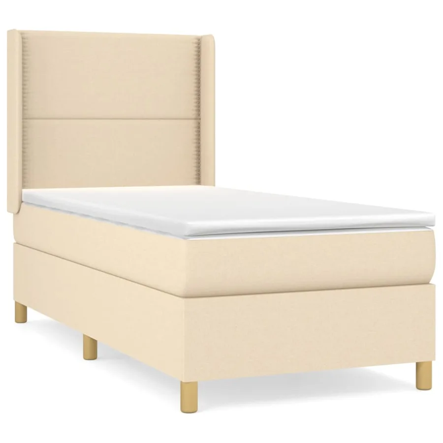 Sommier à lattes de lit avec matelas Crème 100x200 cm Tissu - 2