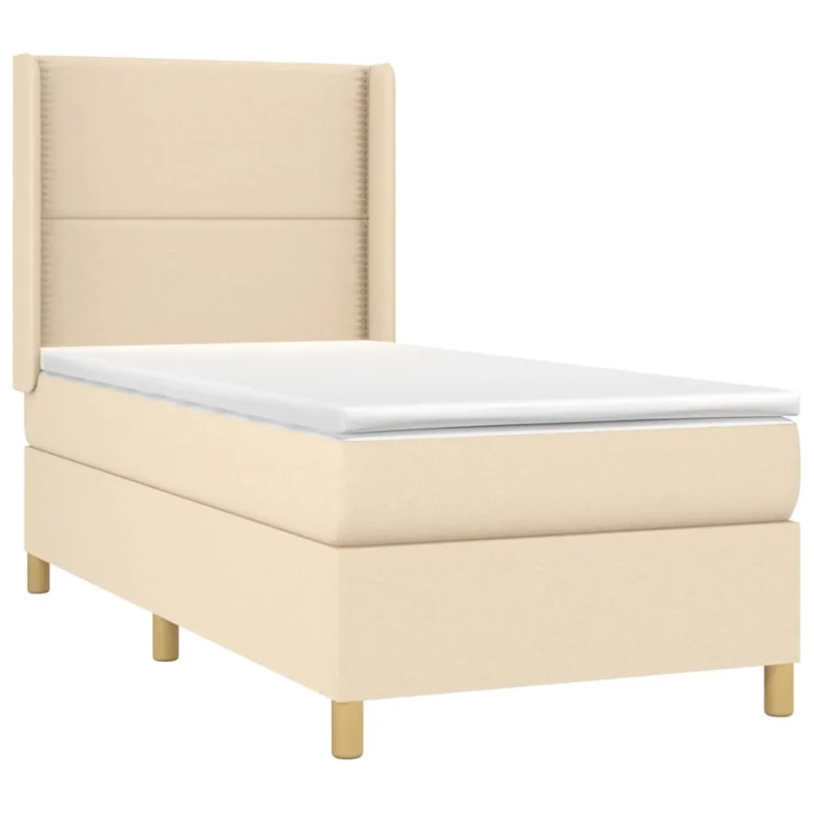 Sommier à lattes de lit avec matelas Crème 100x200 cm Tissu - 3