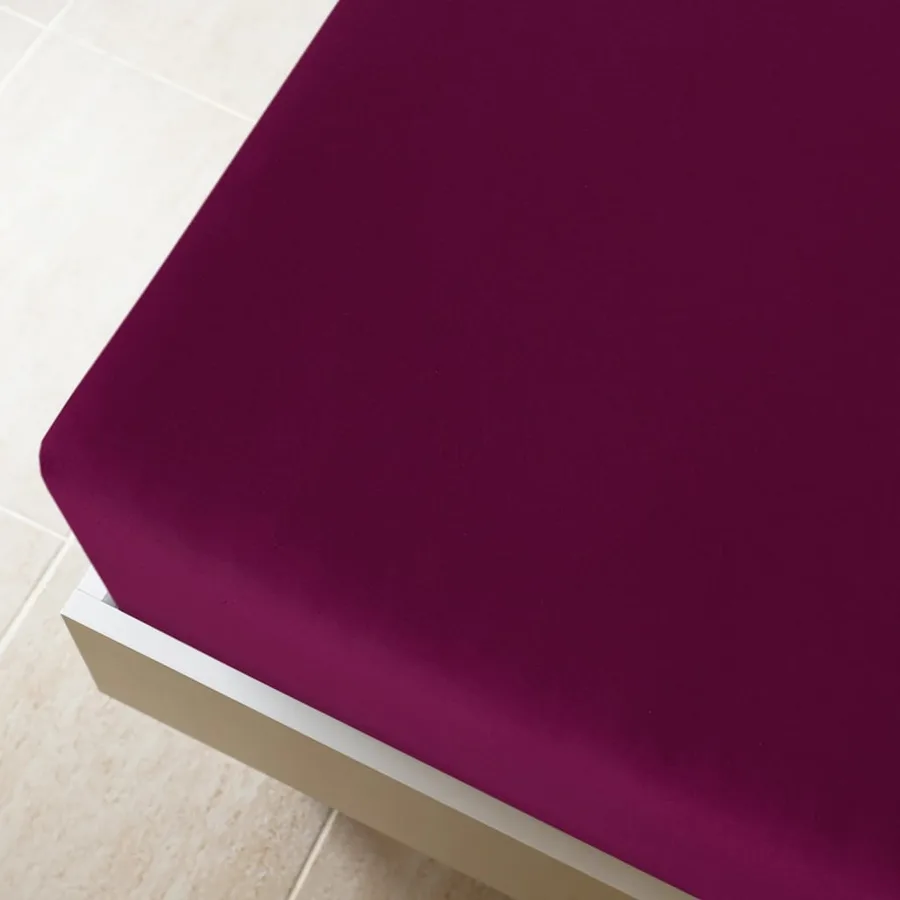 Drap-housse Jersey Bordeaux 90x200 cm Coton - 2