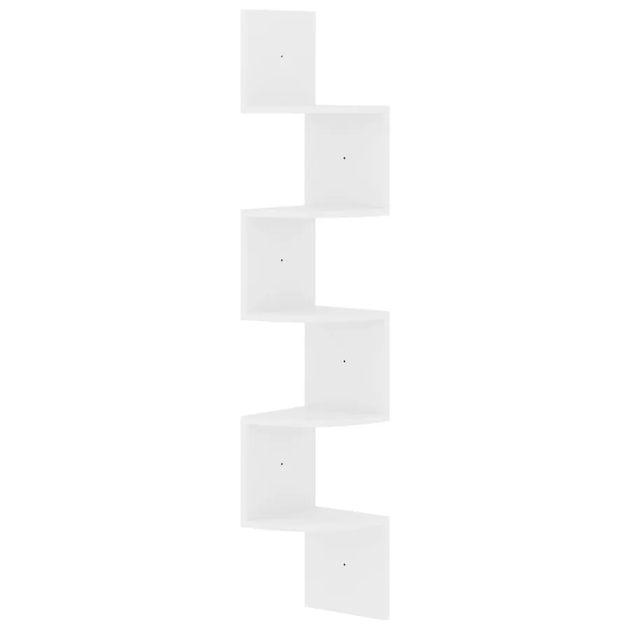 Étagère d'angle murale blanc brillant 19x19x123 cm - 2