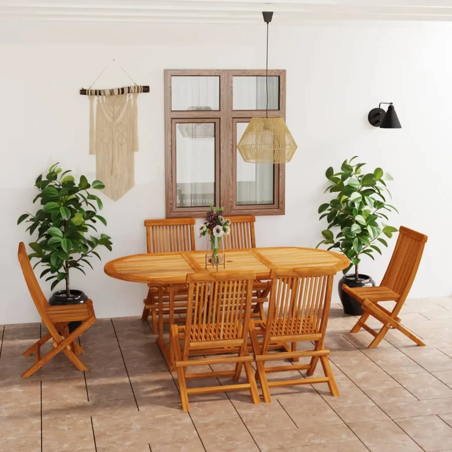 Ensemble à manger de jardin 7 pcs Bois de teck massif