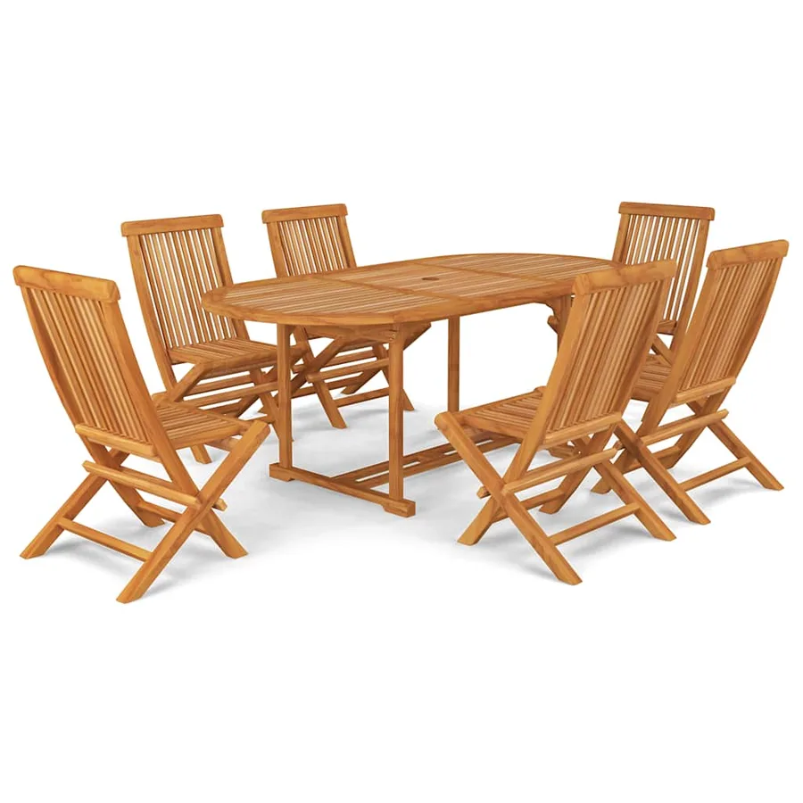 Ensemble à manger de jardin 7 pcs Bois de teck massif - 2