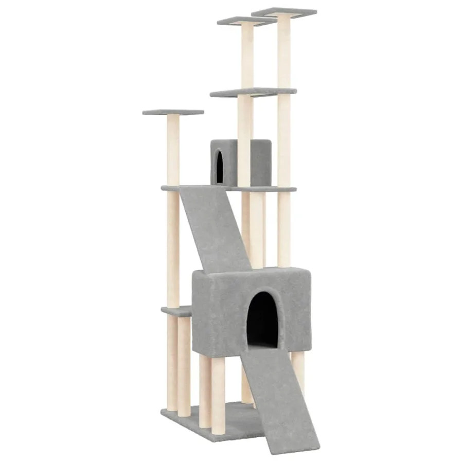 Arbre à chat avec griffoirs en sisal Gris clair 190 cm - 2