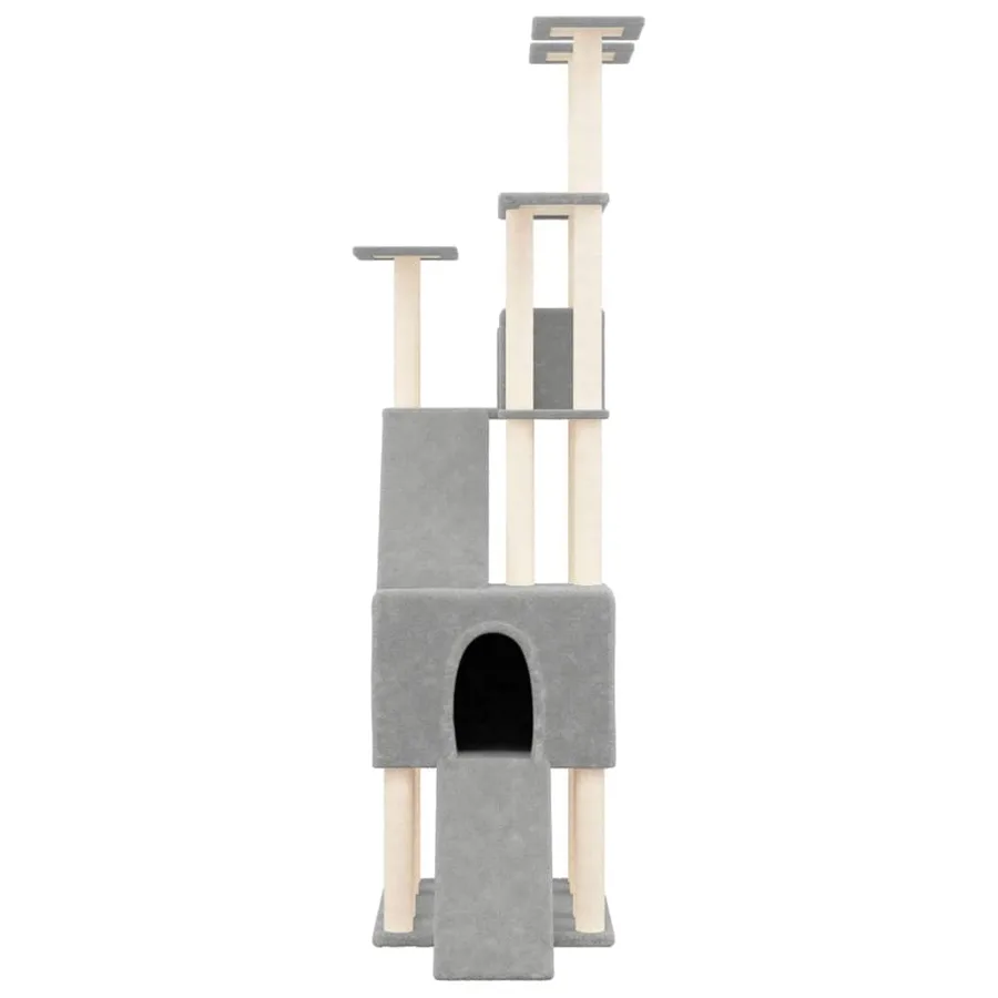 Arbre à chat avec griffoirs en sisal Gris clair 190 cm - 3