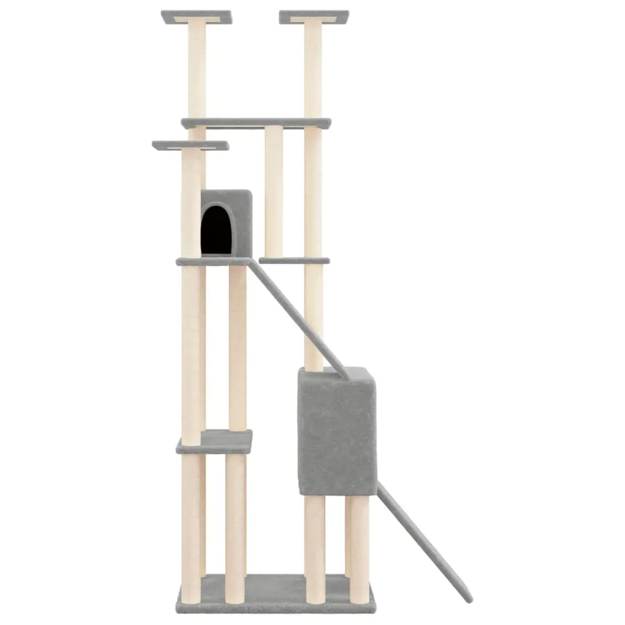 Arbre à chat avec griffoirs en sisal Gris clair 190 cm - 4