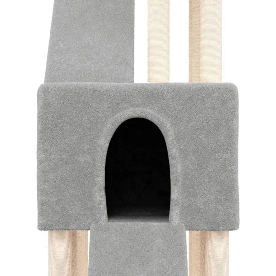 Arbre à chat avec griffoirs en sisal Gris clair 190 cm - 6