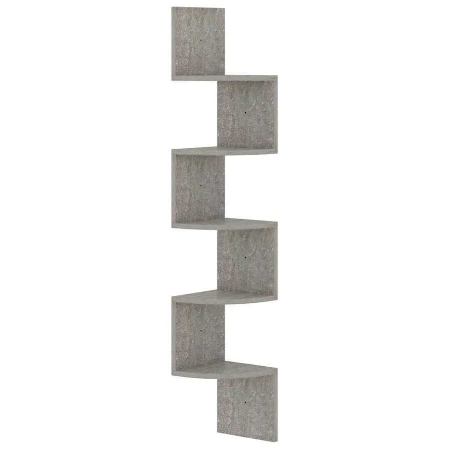 Étagère d'angle murale gris béton 19x19x123cm bois d'ingénierie - 2