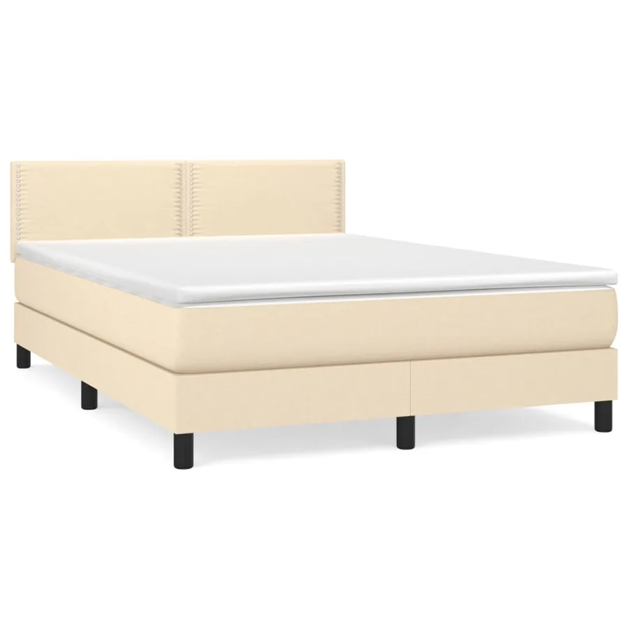 Sommier à lattes de lit avec matelas Crème 140x200 cm Tissu - 2