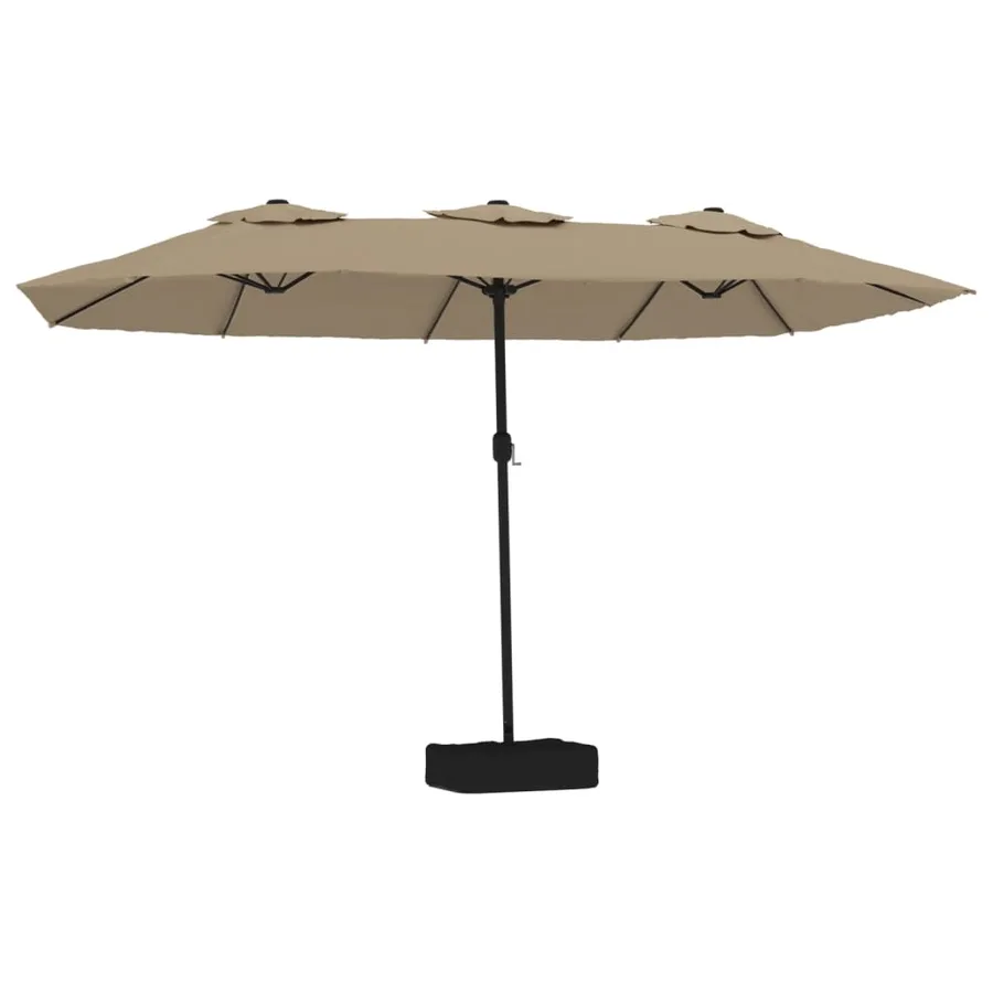 Parasol de jardin à double tête avec LED taupe 449x265 cm - 2