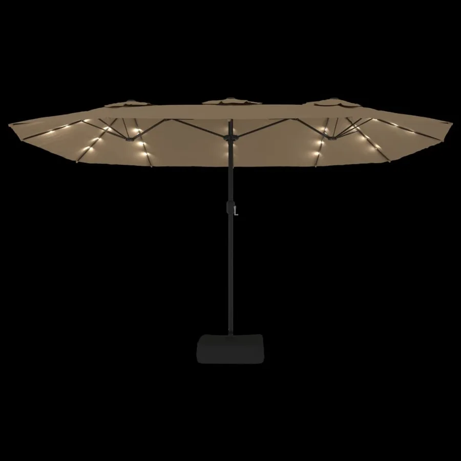 Parasol de jardin à double tête avec LED taupe 449x265 cm - 6