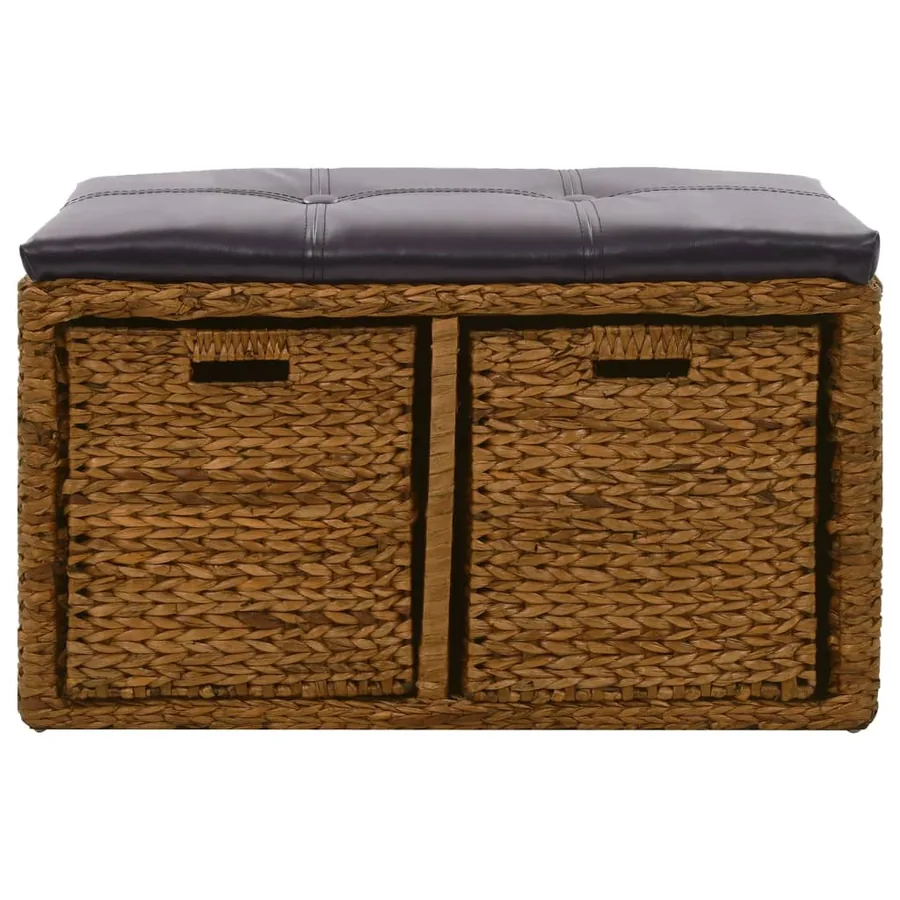 Banc avec 2 paniers Jacinthe d'eau 71 x 40 x 42 cm Marron - 3