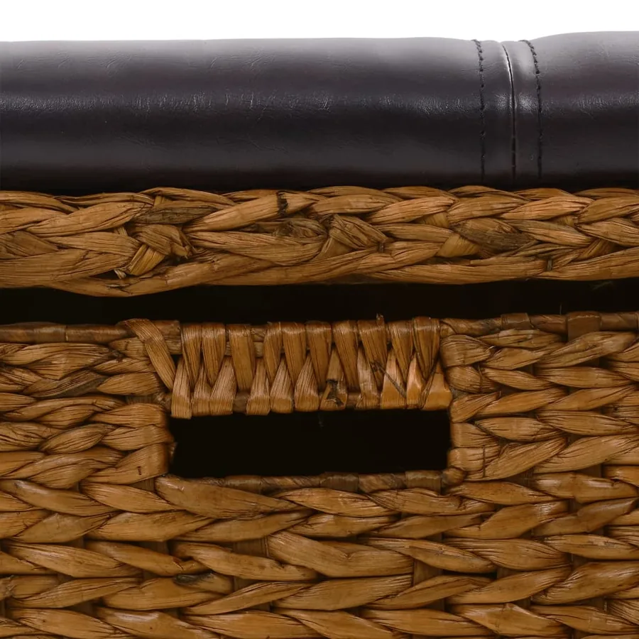 Banc avec 2 paniers Jacinthe d'eau 71 x 40 x 42 cm Marron - 6