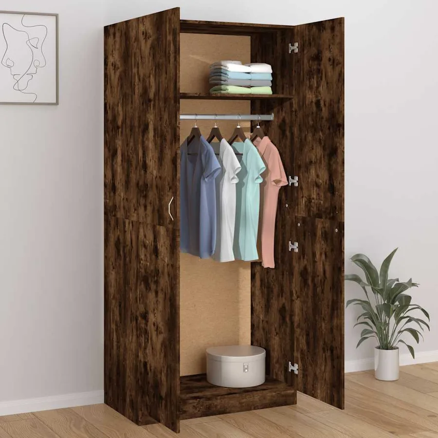 Garde-robe Chêne fumé 90x52x200 cm Bois d'ingénierie - 3