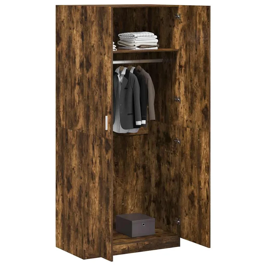 Garde-robe Chêne fumé 90x52x200 cm Bois d'ingénierie - 4