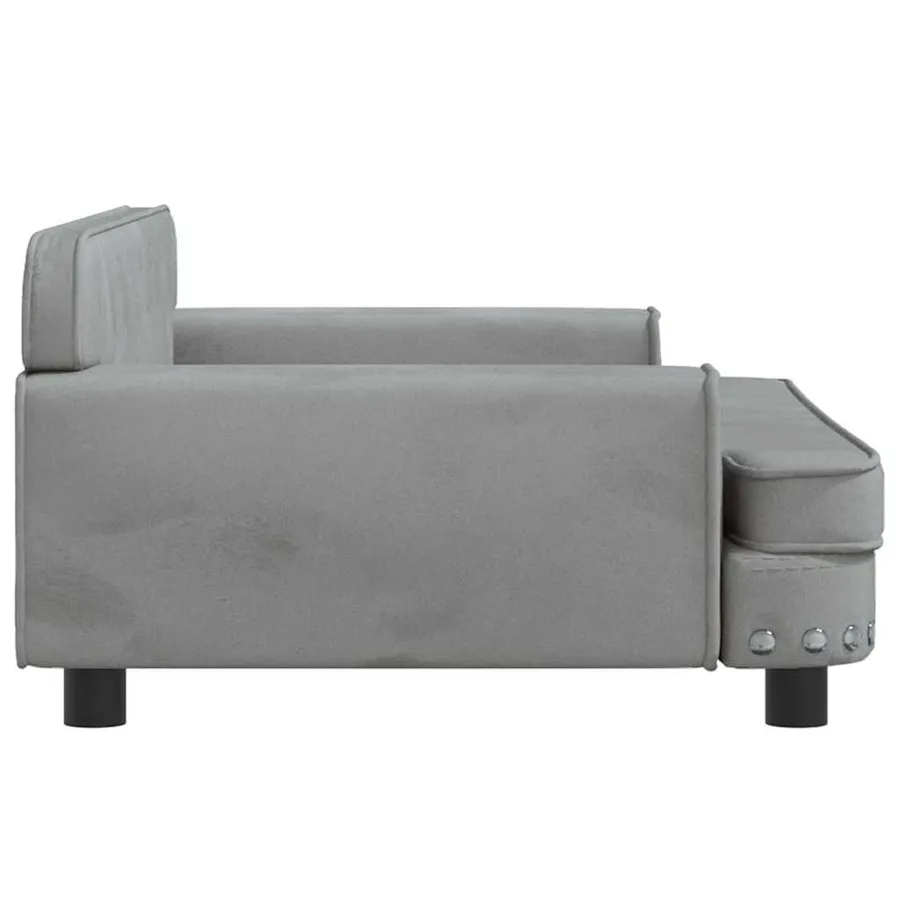 Lit pour chien gris clair 90x53x30 cm velours - 4