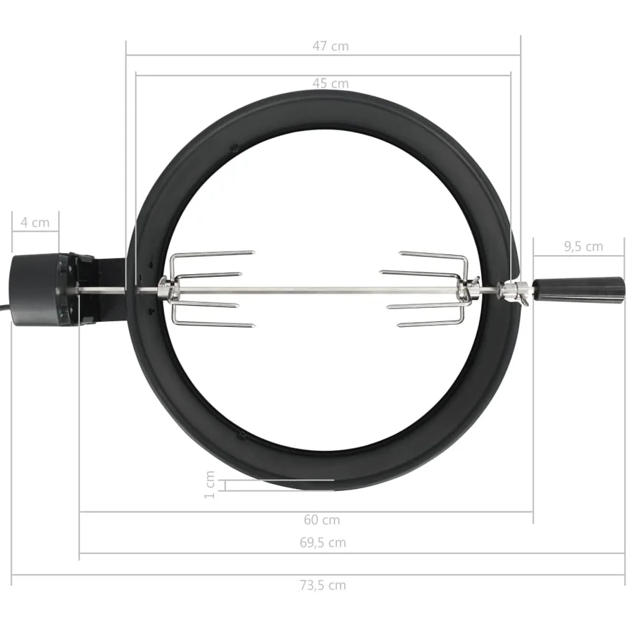 Kit d'anneau de rôtissoire barbecue 47 cm Noir - 5