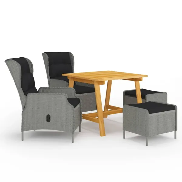 Ensemble à manger de jardin 5 pcs Gris clair