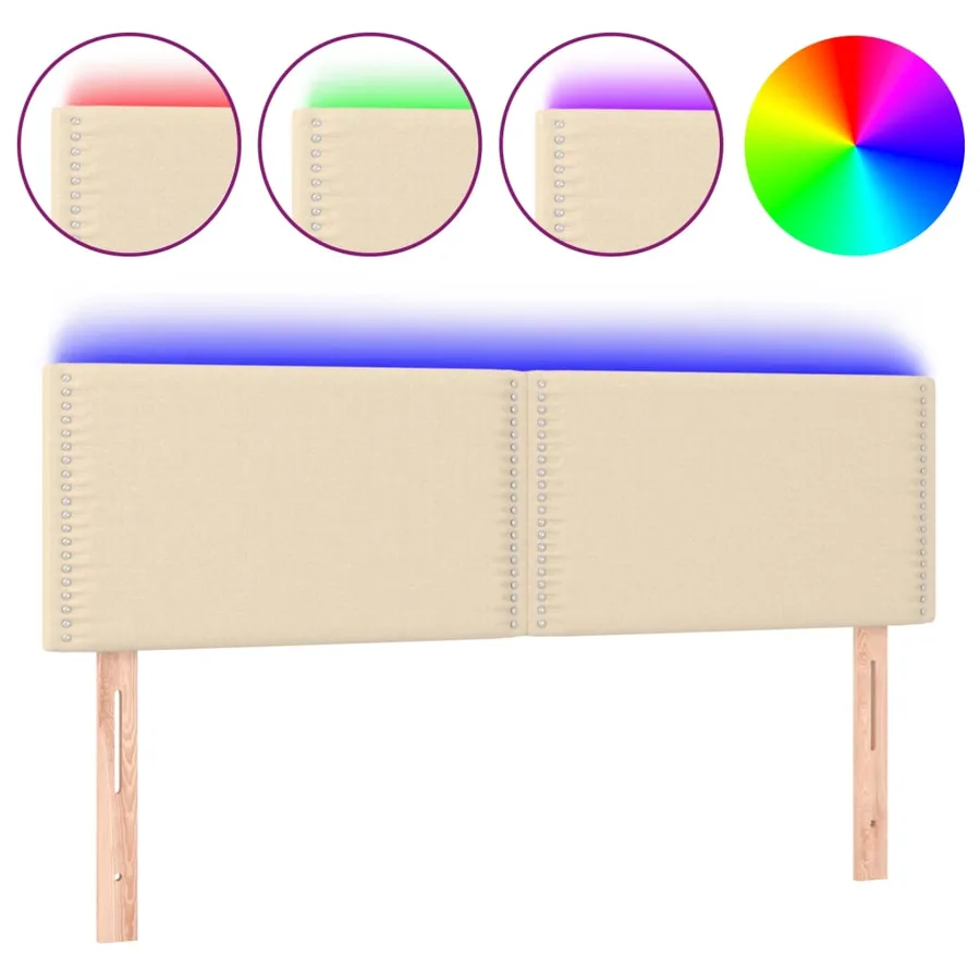 Tête de lit à LED Crème 144x5x78/88 cm Tissu - 2
