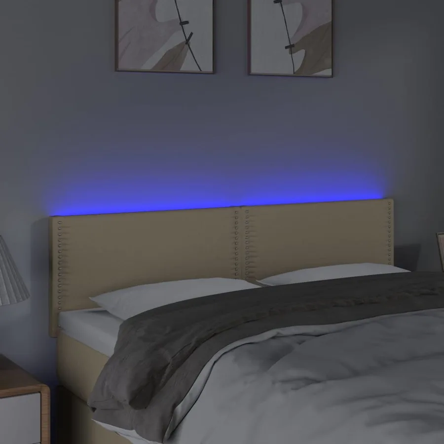 Tête de lit à LED Crème 144x5x78/88 cm Tissu - 3
