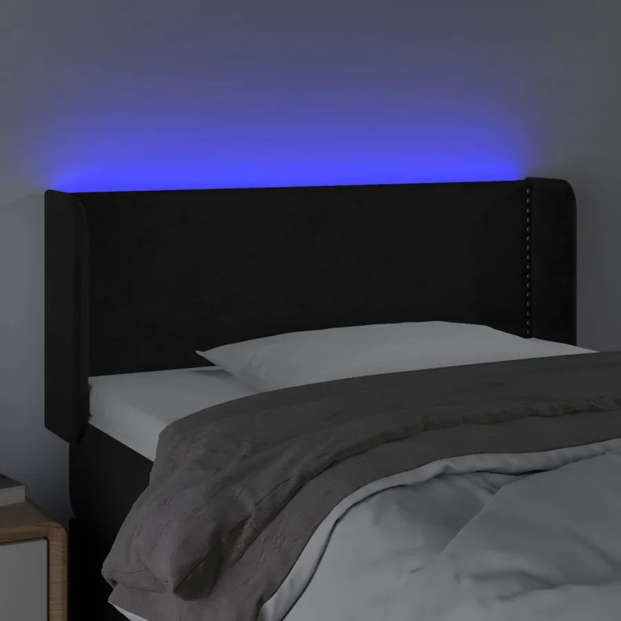 Tête de lit à LED Noir 103x16x78/88 cm Velours - 4