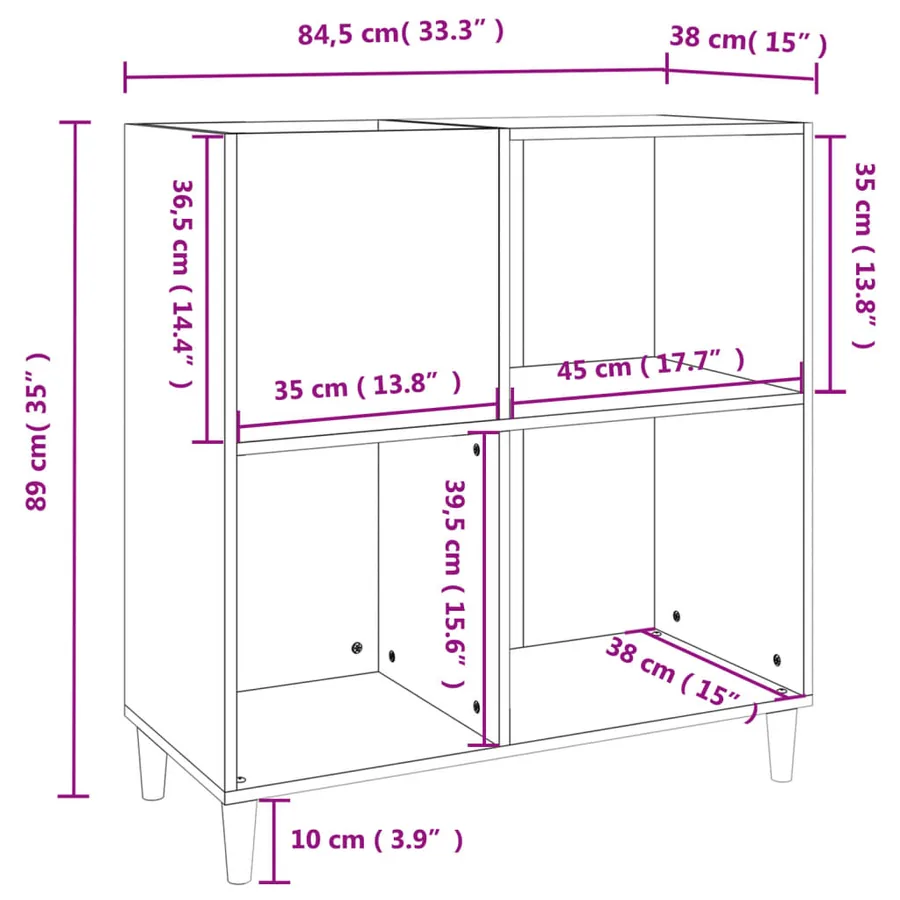 Armoire à disques chêne fumé 84,5x38x89 cm bois d'ingénierie - 9