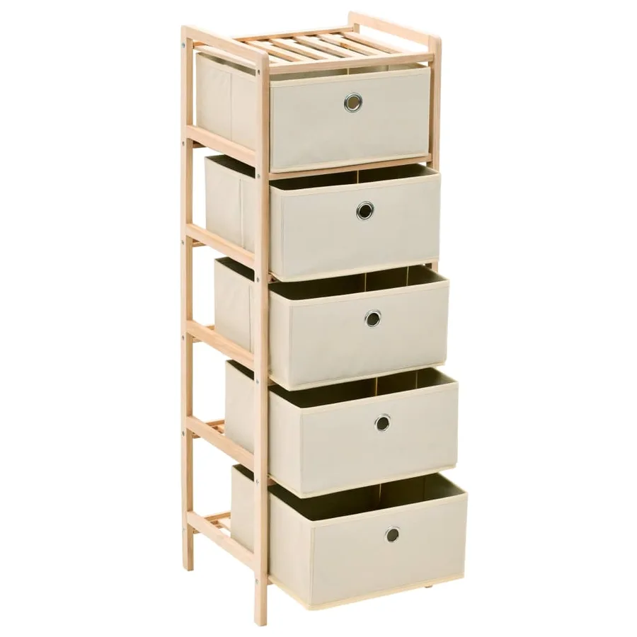 Étagères de rangement avec 5 paniers en tissu 2 pcs beige cèdre - 4