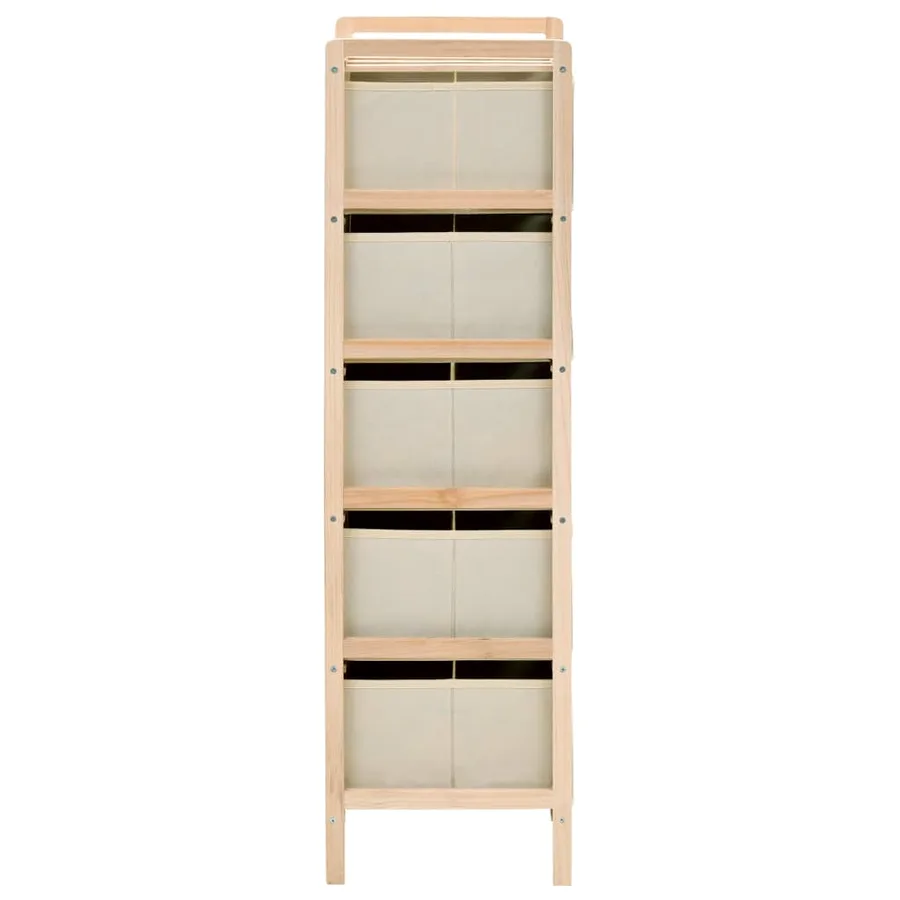 Étagères de rangement avec 5 paniers en tissu 2 pcs beige cèdre - 5