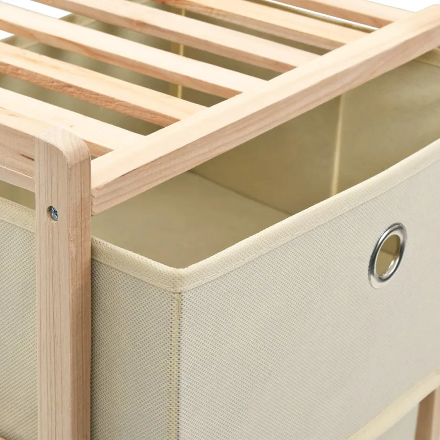 Étagères de rangement avec 5 paniers en tissu 2 pcs beige cèdre - 6