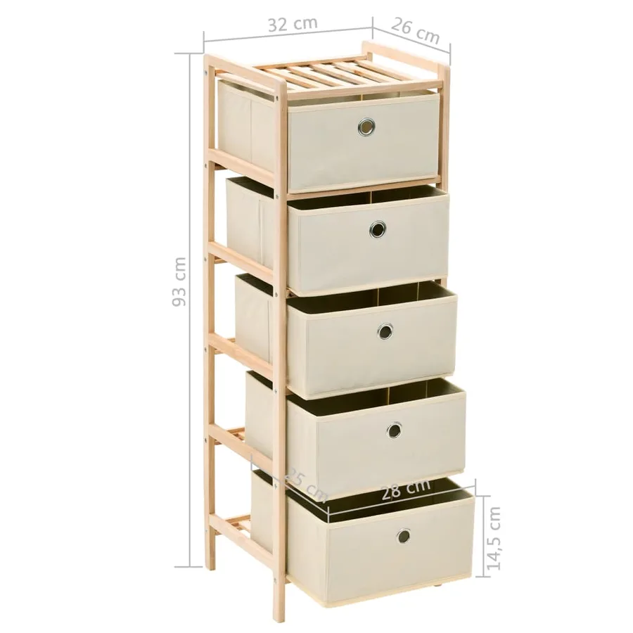 Étagères de rangement avec 5 paniers en tissu 2 pcs beige cèdre - 7