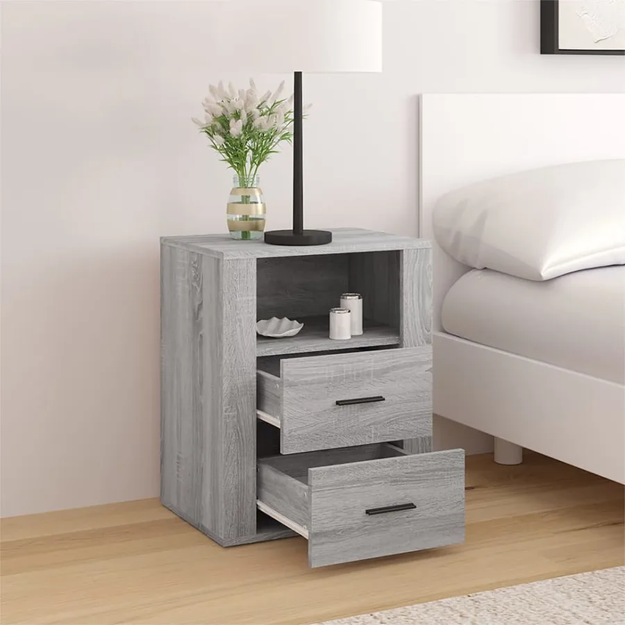 Table de chevet Sonoma gris 50x36x60 cm Bois d'ingénierie - 3
