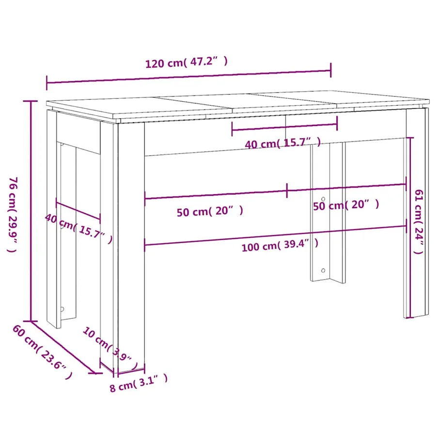 Table à dîner Chêne marron 120x60x76 cm bois d'ingénierie - 7
