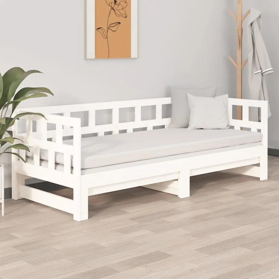 Lit coulissant sans matelas blanc 2x(90x200) cm - 4