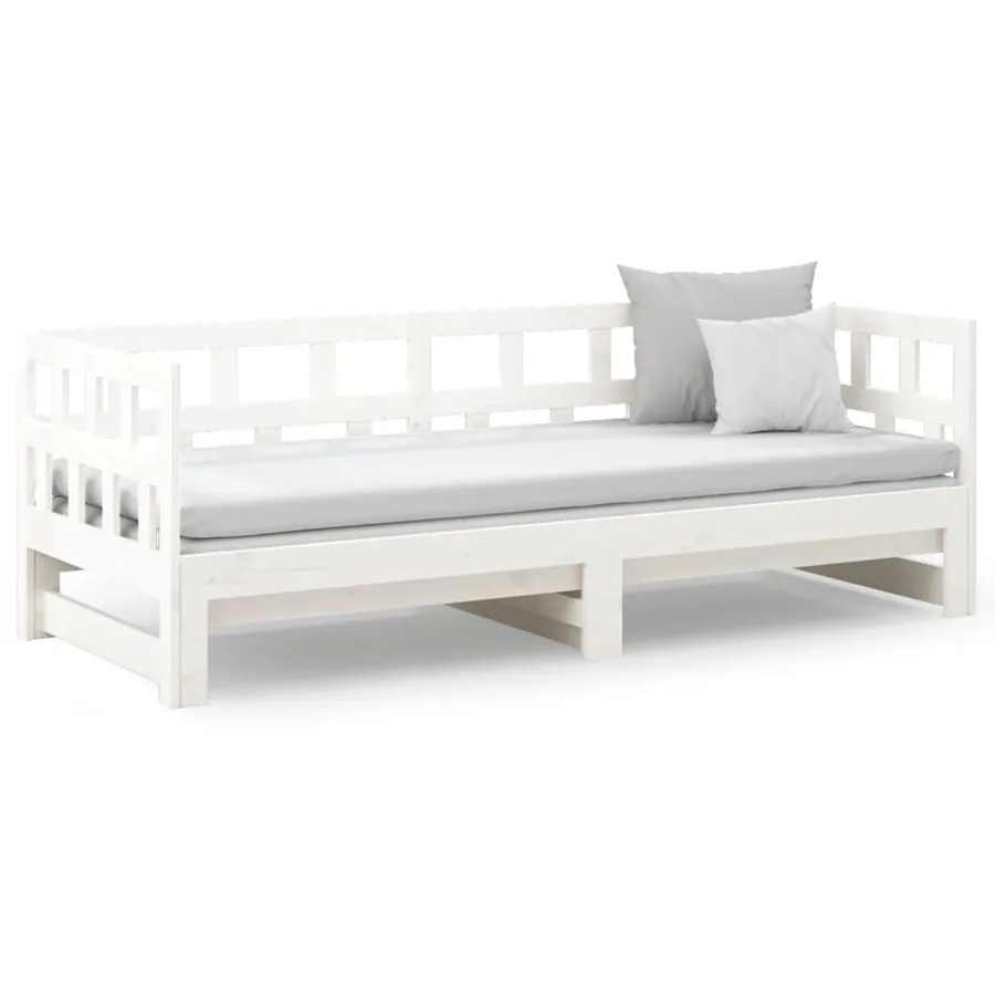 Lit coulissant sans matelas blanc 2x(90x200) cm - 5