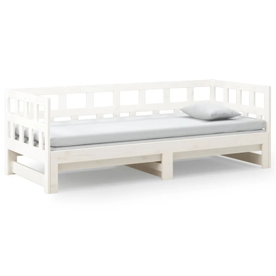 Lit coulissant sans matelas blanc 2x(90x200) cm - 6