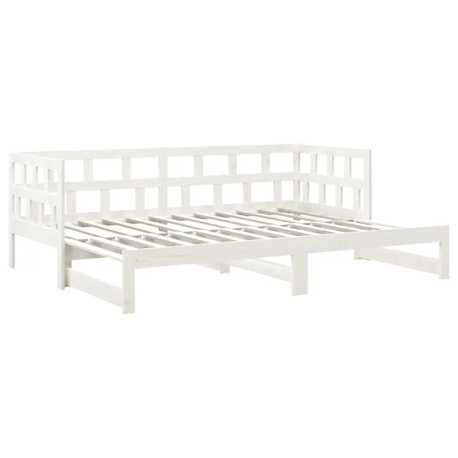 Lit coulissant sans matelas blanc 2x(90x200) cm - 8
