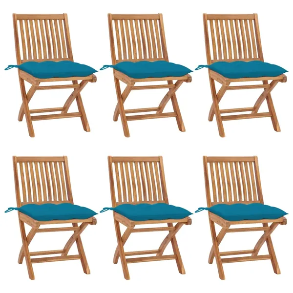 Chaises pliables de jardin avec coussins lot de 6 Bois de teck