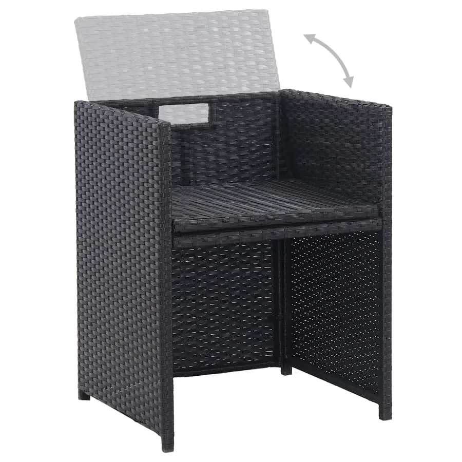 Ensemble à manger d'extérieur 17 pcs avec coussins Rotin Noir - 10