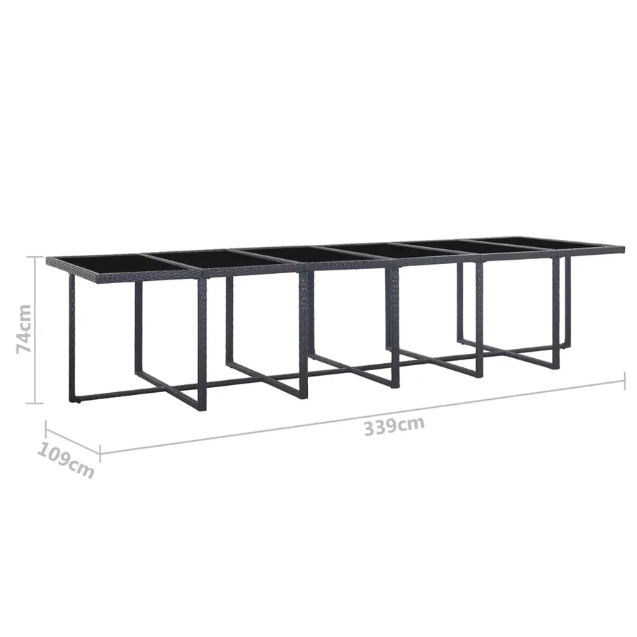 Ensemble à manger d'extérieur 17 pcs avec coussins Rotin Noir - 13