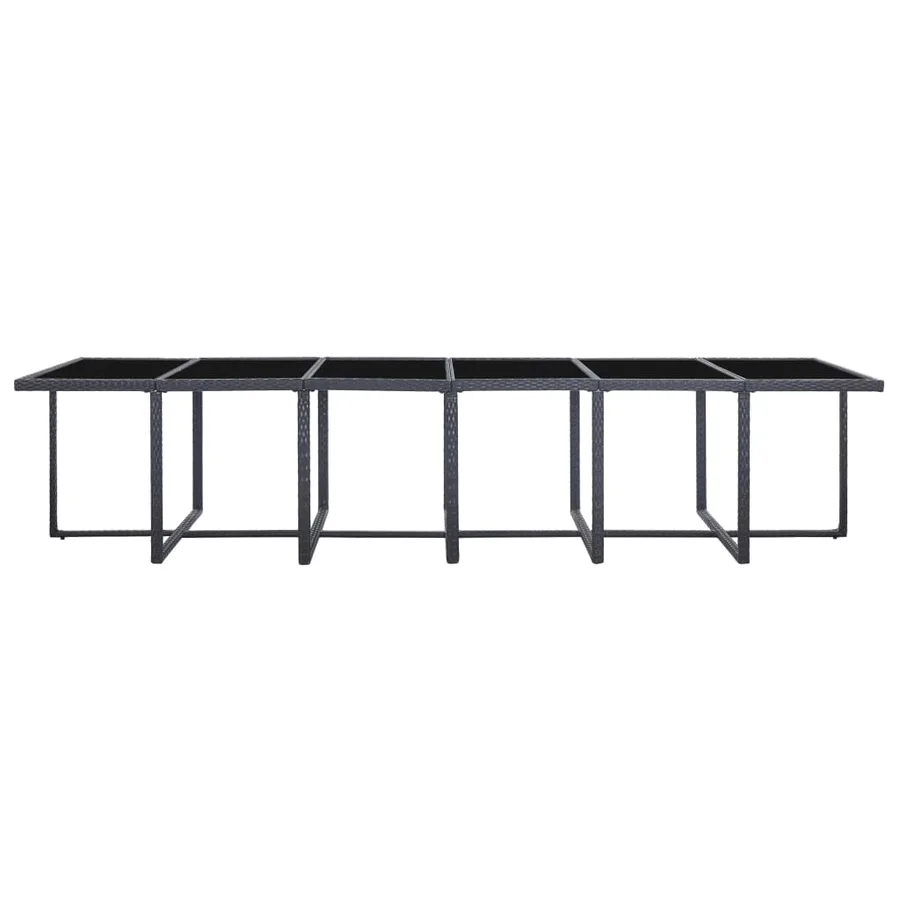 Ensemble à manger d'extérieur 17 pcs avec coussins Rotin Noir - 3