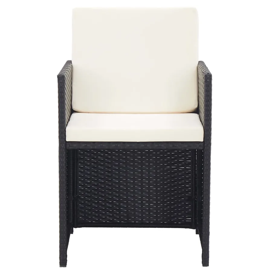 Ensemble à manger d'extérieur 17 pcs avec coussins Rotin Noir - 5