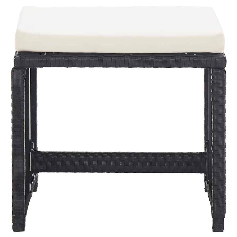 Ensemble à manger d'extérieur 17 pcs avec coussins Rotin Noir - 7