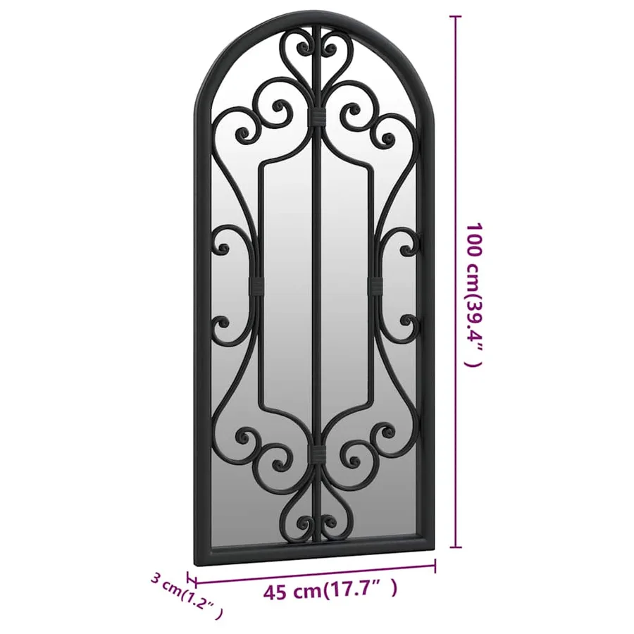 Miroir de jardin Noir 100x45 cm Fer pour utilisation extérieure - 6